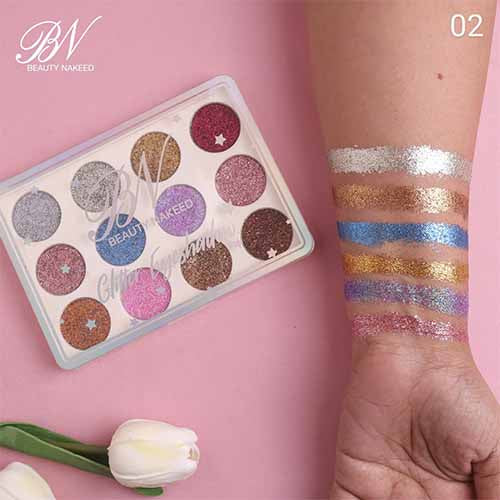 Beauty Naked Glitter Eye Shadow Palette - 12 Shades