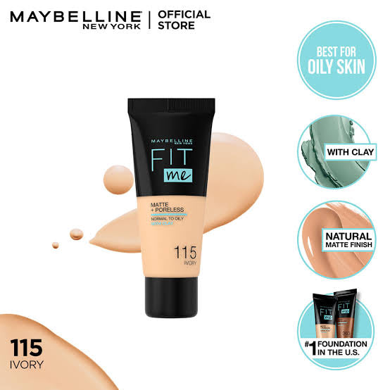 Maybelline - Fit Me Liquid Foundation Matte & Poreless  (115 Ivory)